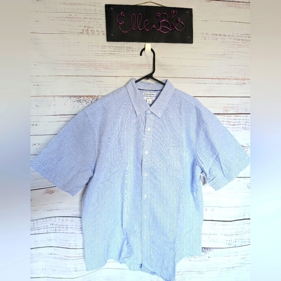 NWT Amazon Essentials Mens Blue/White Striped Regular Fit Button Down XXL - Picture 1 of 5